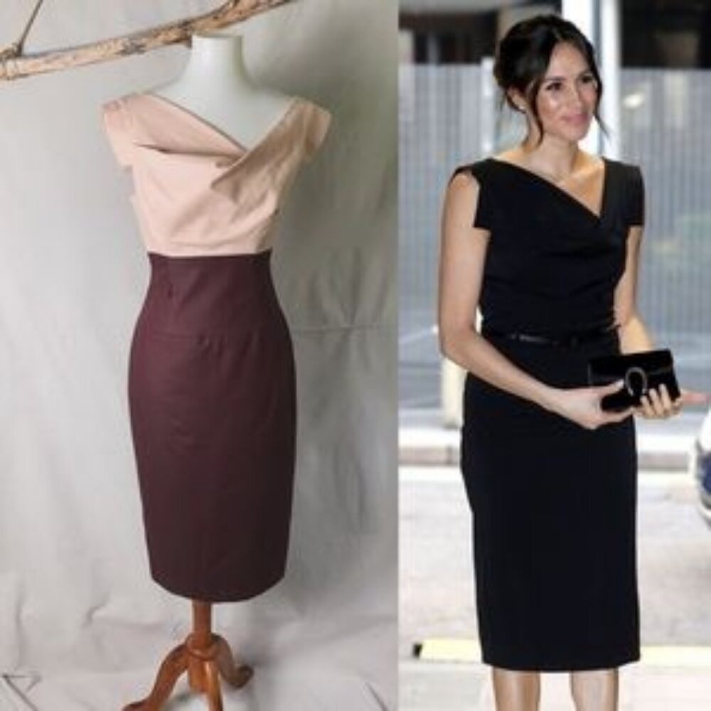 NWOT Black Halo Jackie O Dress Blush & Wine 6